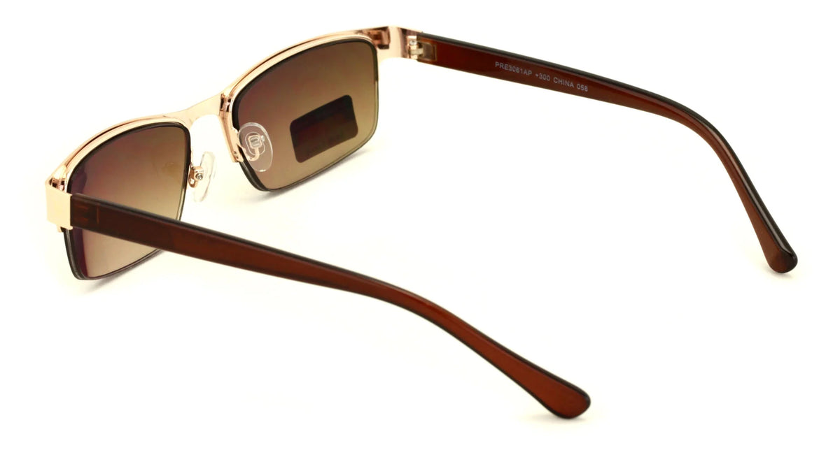 Metal Rectangular Progressive Trifocal Sunglasses Reading Glasses Z915