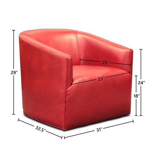 100% Top Grain Leather Swivel Club Armchair F972