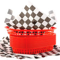 Red Fast Food Basket 12-Ct with Black Checkered Deli Paper 120-Ct U3599