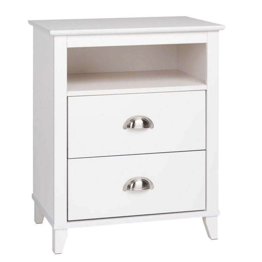 2 Piece White 2 Drawer Solid Wood Nightstand Set O381