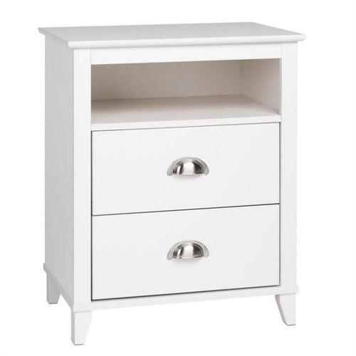 2 Piece White 2 Drawer Solid Wood Nightstand Set O381