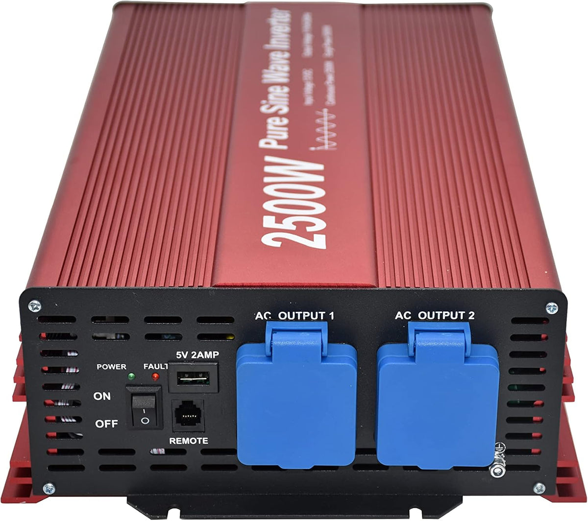2500W Pure Sine Wave Inverter 12V to 120V AC with 2 AC Outlets, LCD Display, Heavy Duty Battery Cables X316394