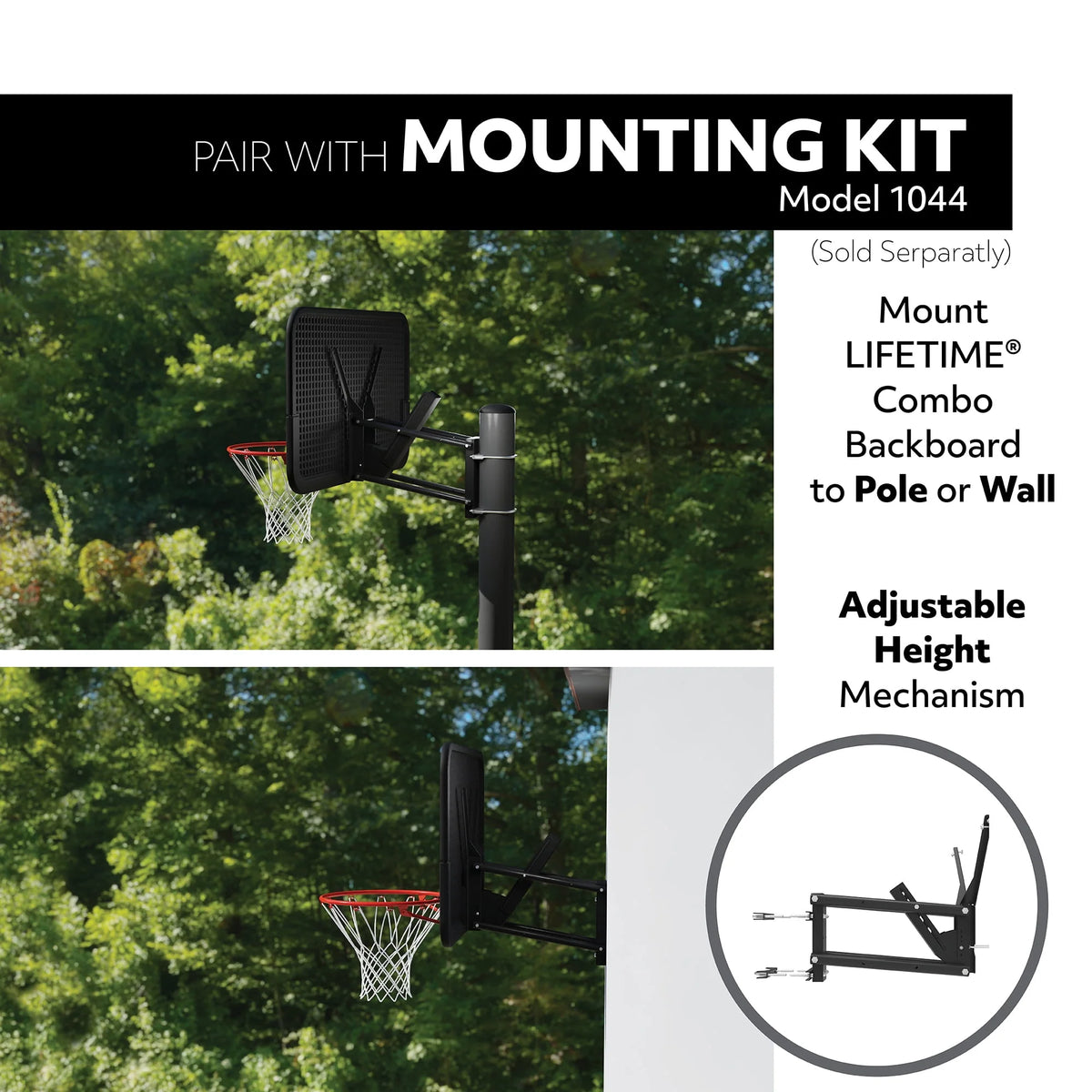 Basketball Backboard and Rim Combo 44 inch Polycarbonate J391