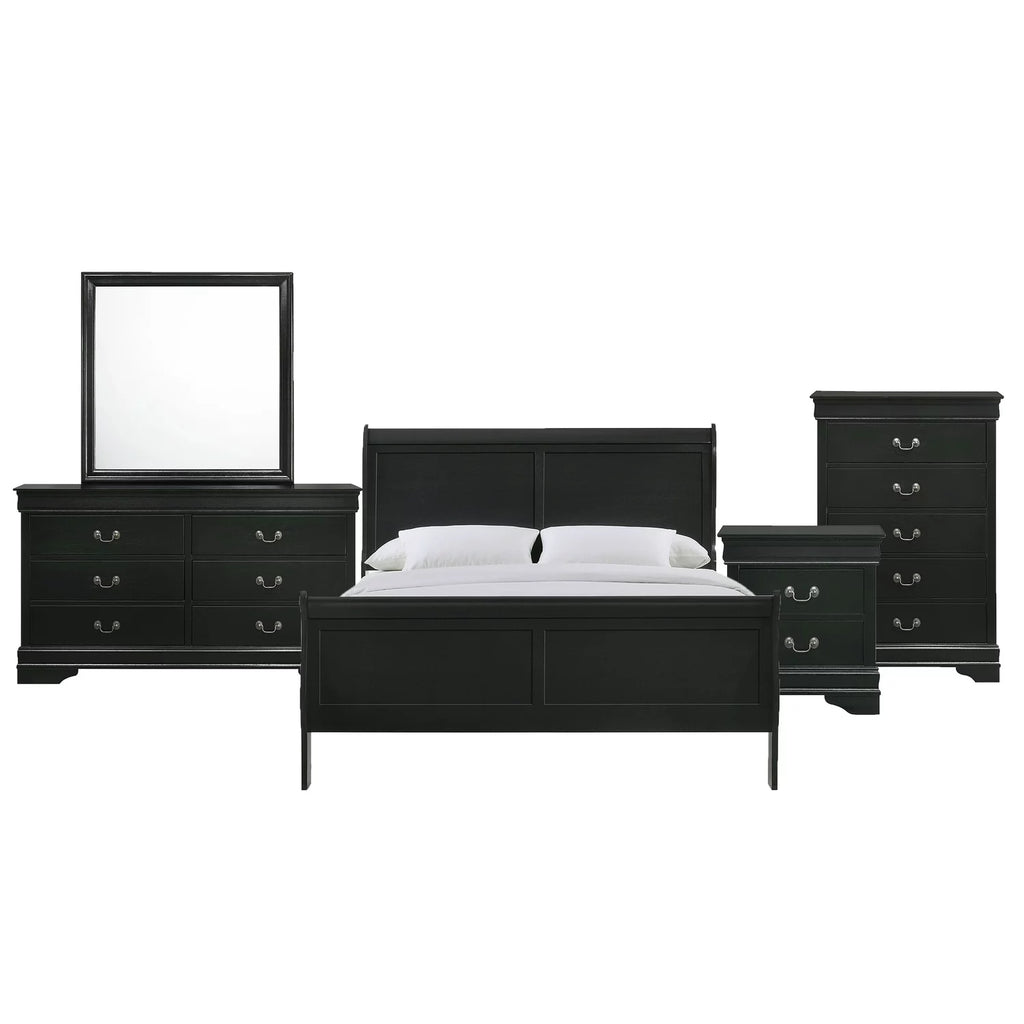 Queen Panel 5PC Bedroom Set in Black D9826