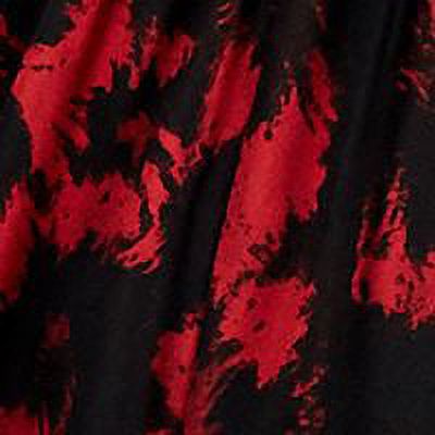 Red Tie Smocked Floral Pouf Sleeve V Neck A-Line Dress Petites 8P X10377