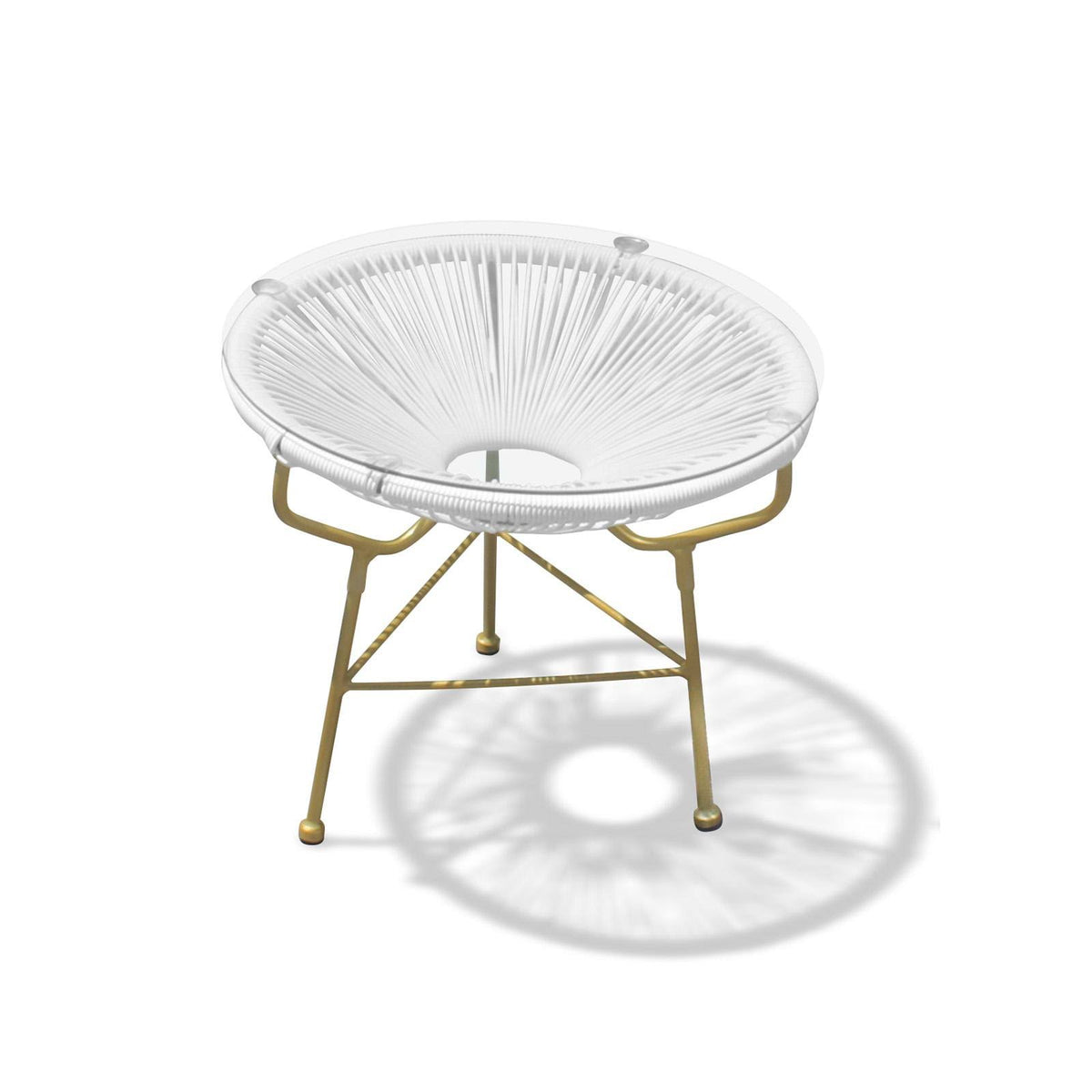 White Lightning Glass Top Side Table (Gold Frame) N924