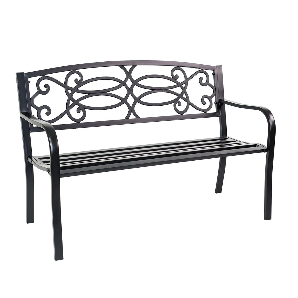 50" Steel Frame Cast Iron Backrest Garden Bench B780
