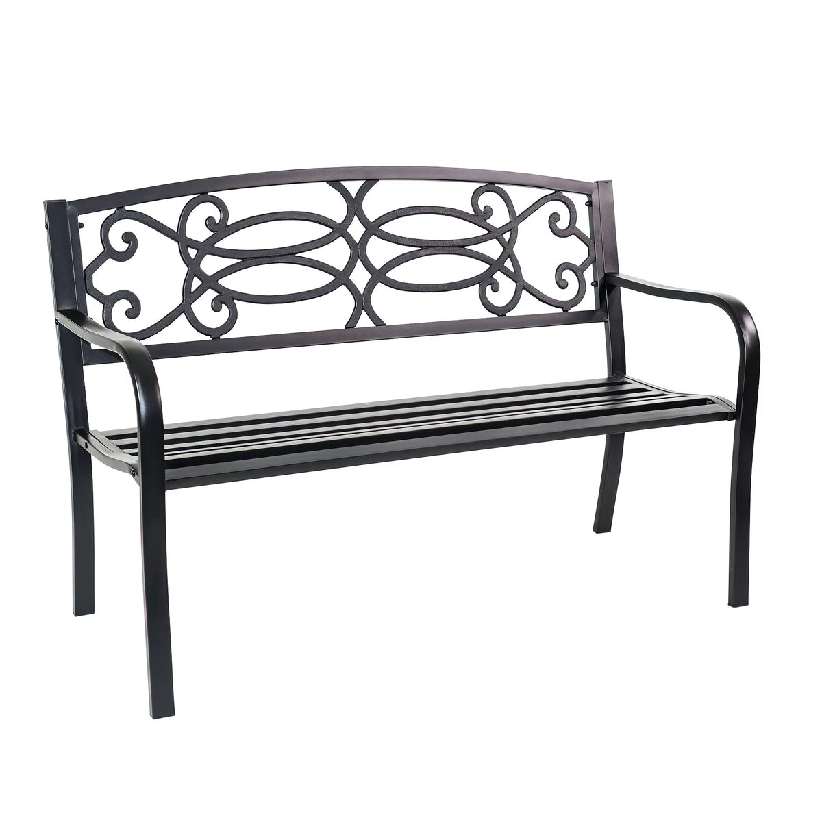 50" Steel Frame Cast Iron Backrest Garden Bench B780