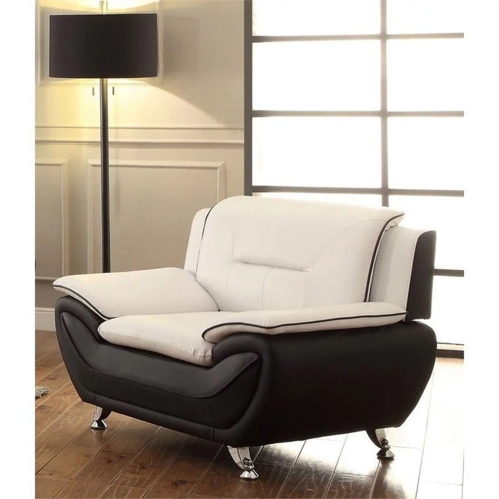 2 Piece Living Room Set with Loveseat and Armchair in Black/Beige Y938