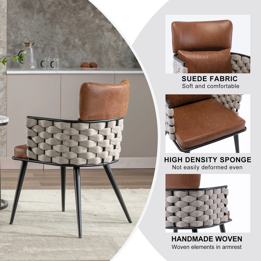 Set of 4 Faux Leather Dining Chairs with Metal Legs W4666