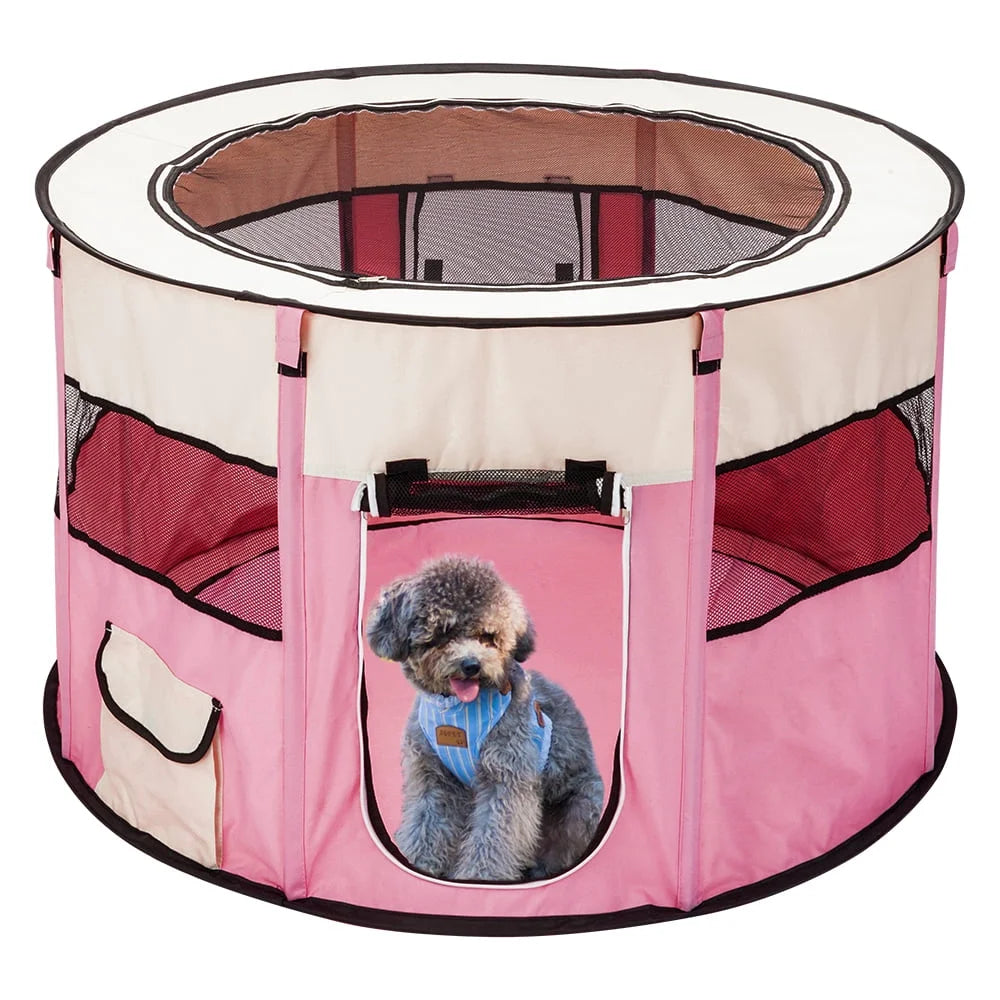 Pink 8 Panel Pet Playpen with Carry Bag L966