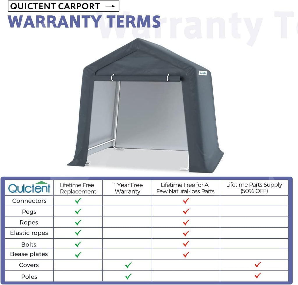Gray 6x6 ft Portable Garage Shelter Outdoor Storage Shed Car Canopy Carport I60759