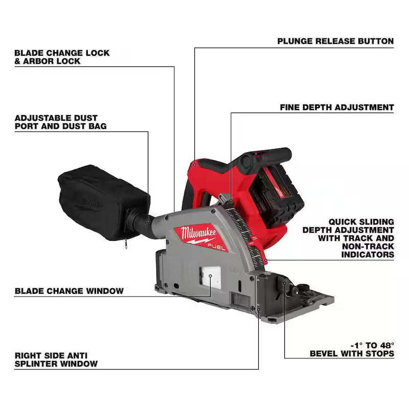 18V Brushless Cordless 6-1/2 in. Plunge Track Saw Kit with 55 in. Guide Rail R14645