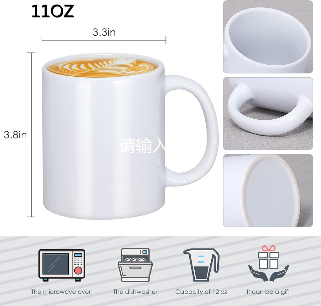 12 Pcs 11 oz White Ceramic Sublimation Mugs K237514