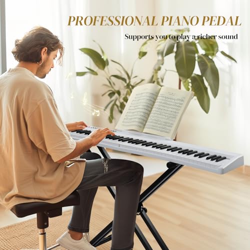 88 Keys Weighted Digital Piano with Stand, Bag, Pedal, Headphones S2650