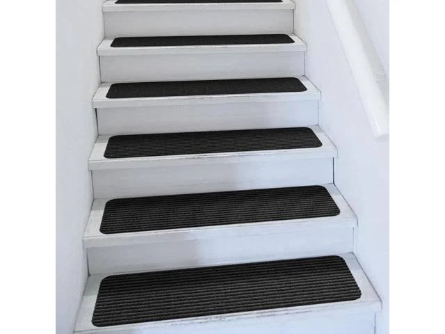 Set of 12 Skid-Resistant Carpet Stair Treads Smokey Black 9 in. x 36 in. G9943