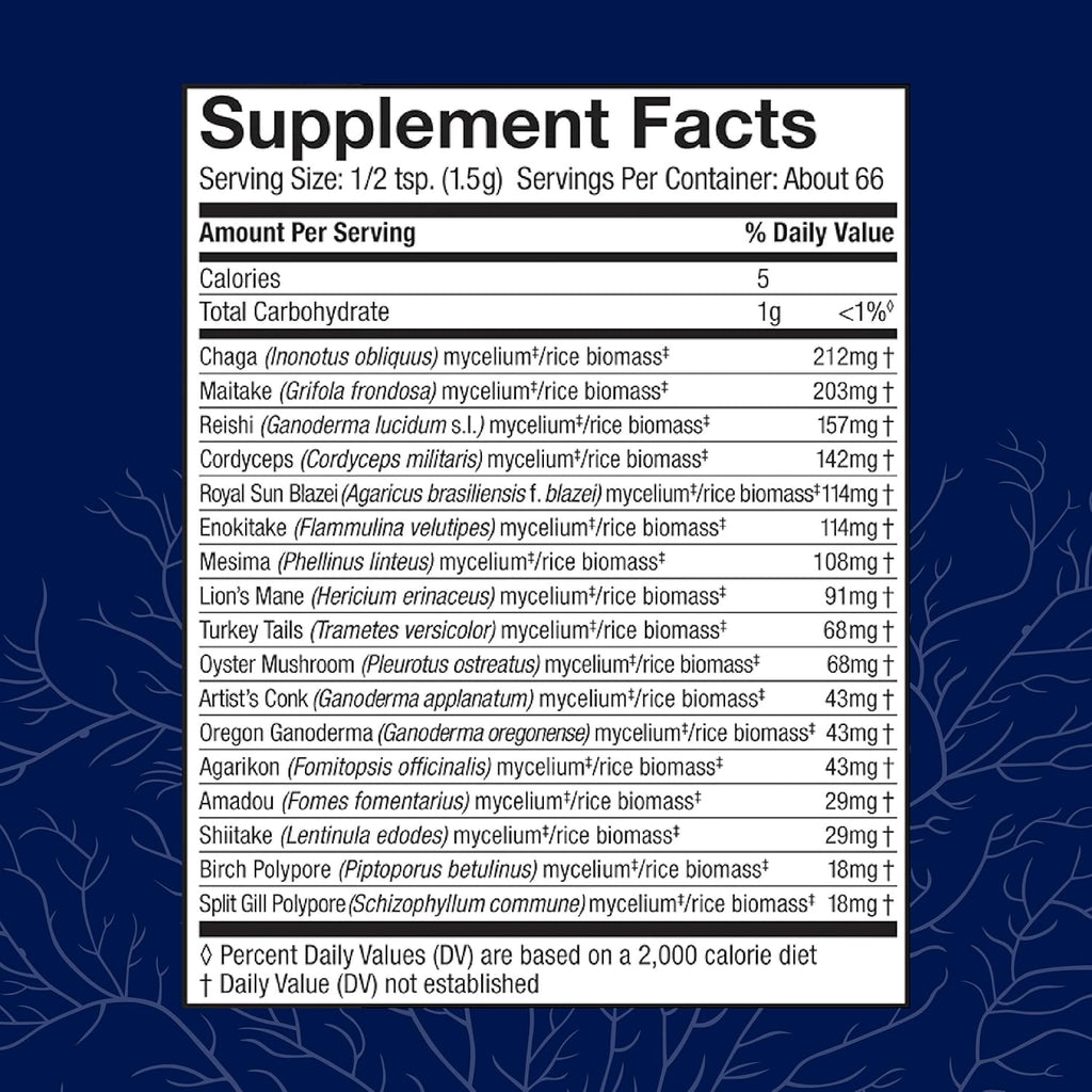 17 Species Blend Mushroom Supplement Powder, 100g (66 Servings) C292