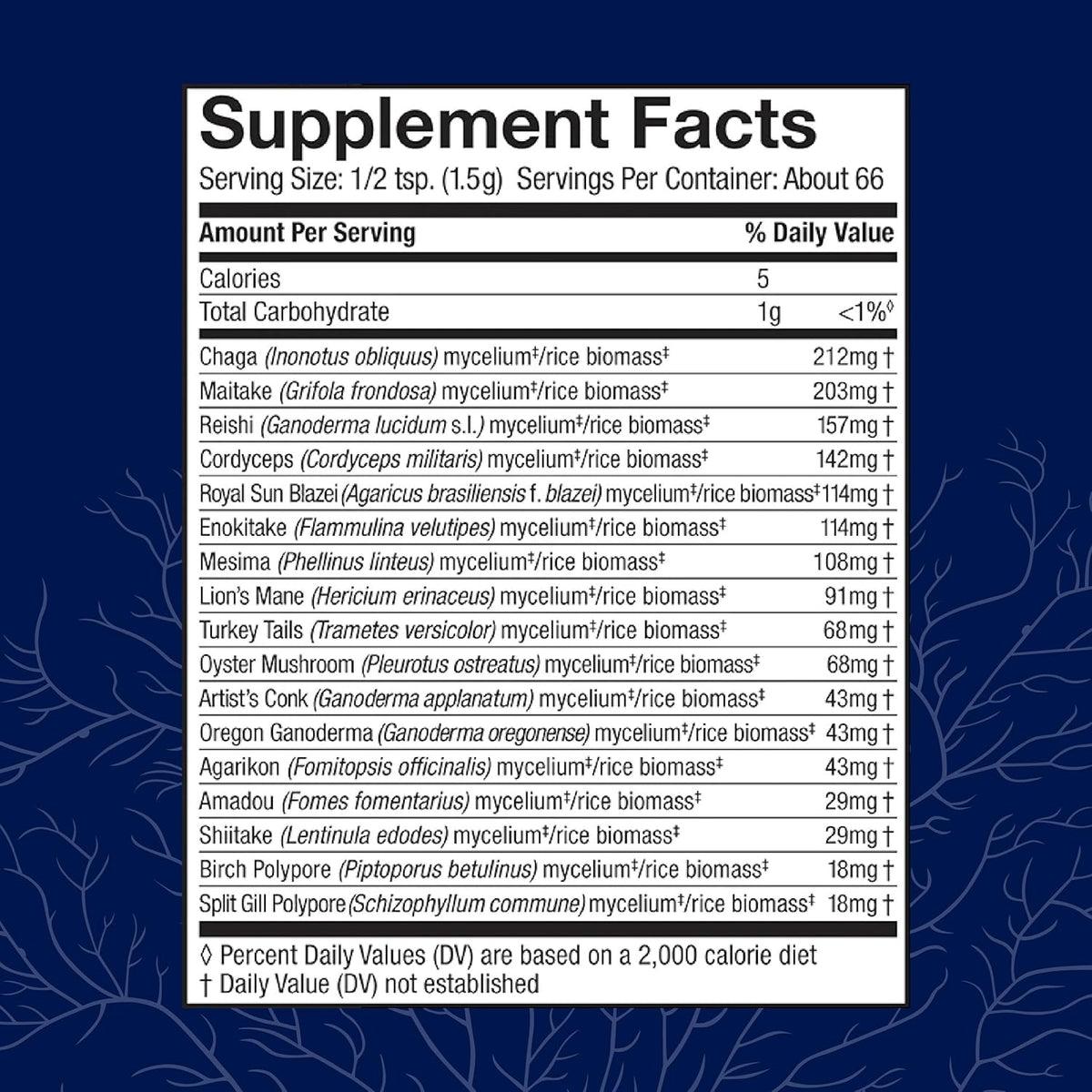 17 Species Blend Mushroom Supplement Powder, 100g (66 Servings) C292