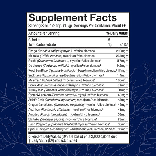17 Species Blend Mushroom Supplement Powder, 100g (66 Servings) C292