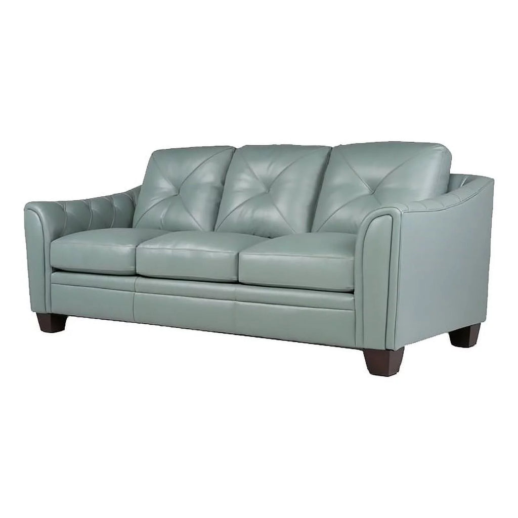 Spa Green Leather Tufted Back Sofa P678