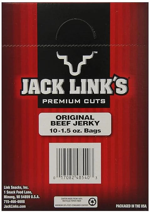 Beef Jerky, Original, 1.5-Ounce Bags (Pack of 10) U303118