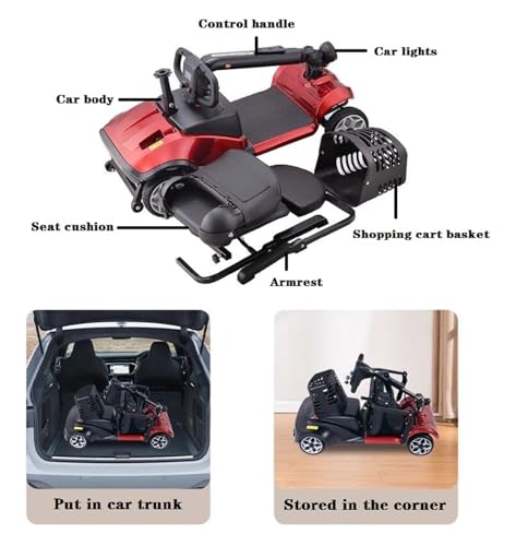 Red 4 Wheel Mobility Scooter with Basket L298