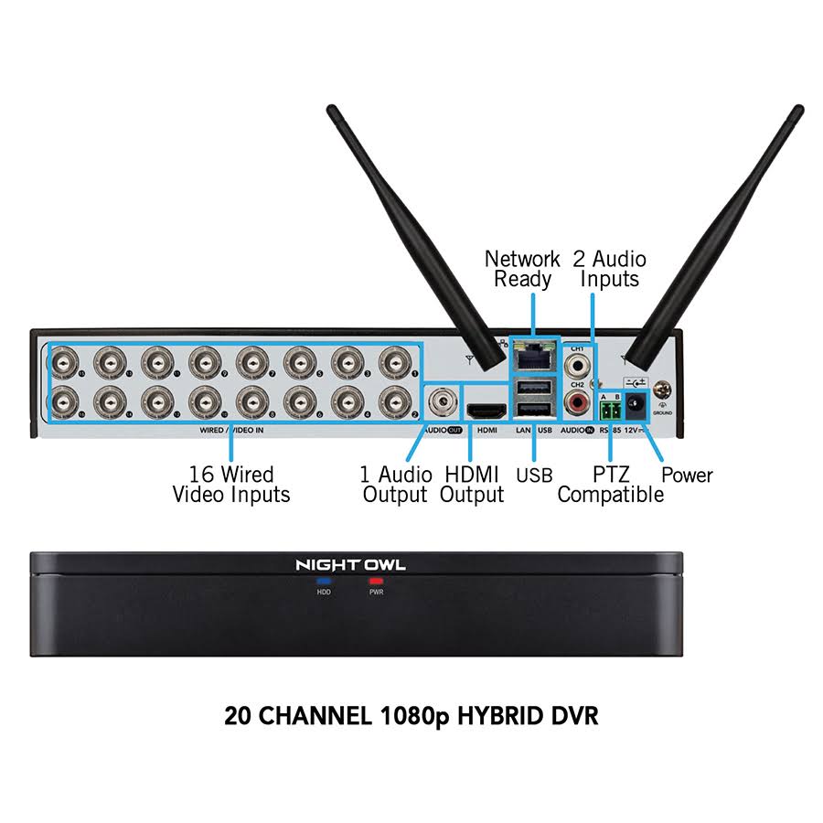 20 Channel 1080p HD Wired + Wireless DVR L2164