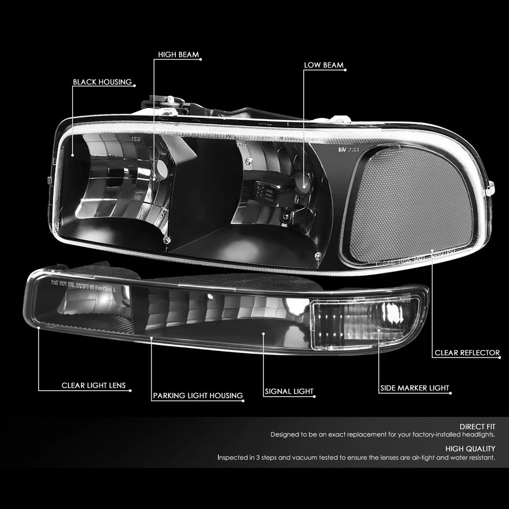 Black Housing Headlight and Clear Corner Bumper Light Z696