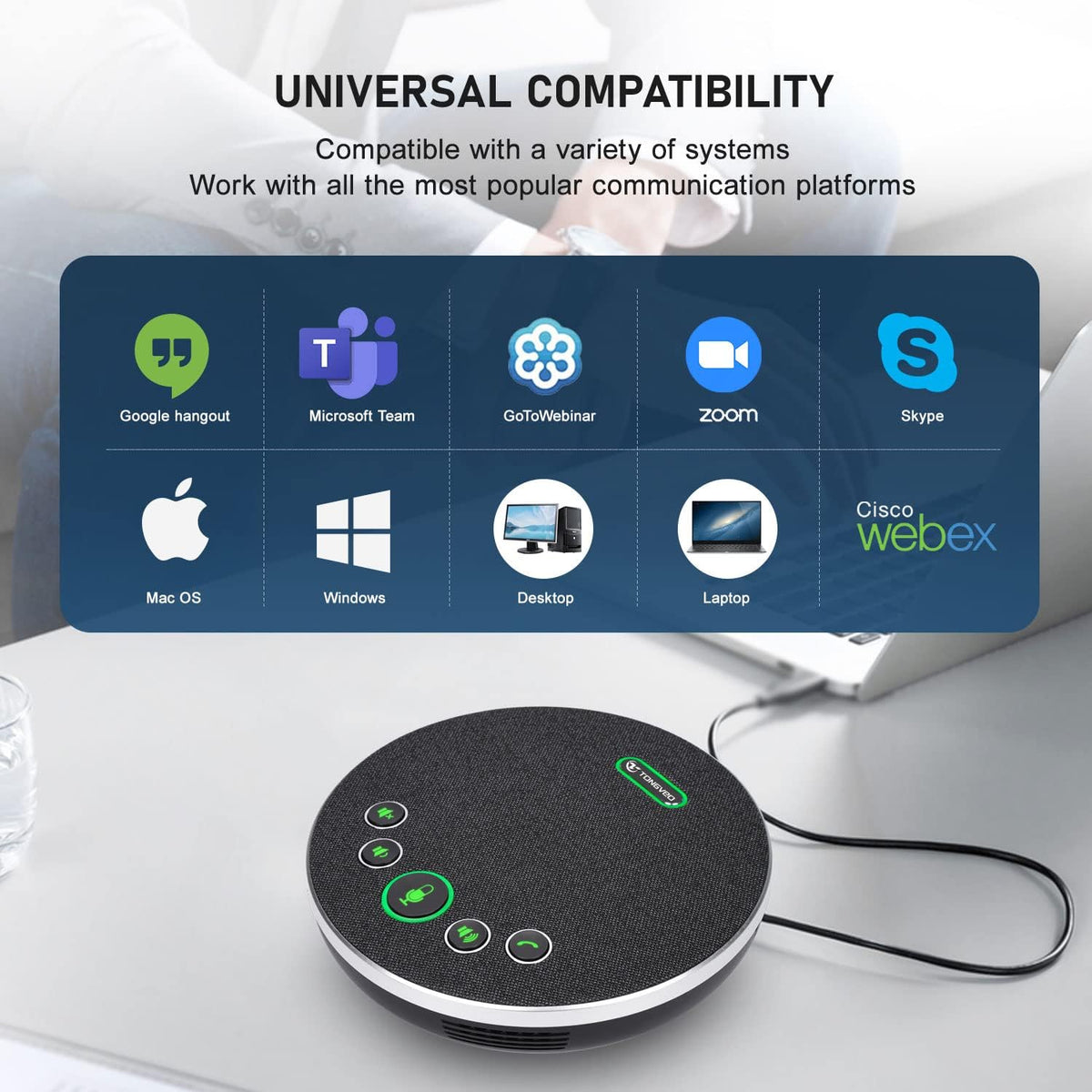 USB Speakerphone Conference Microphone with 4 AI Microphones Noise Cancellation T269