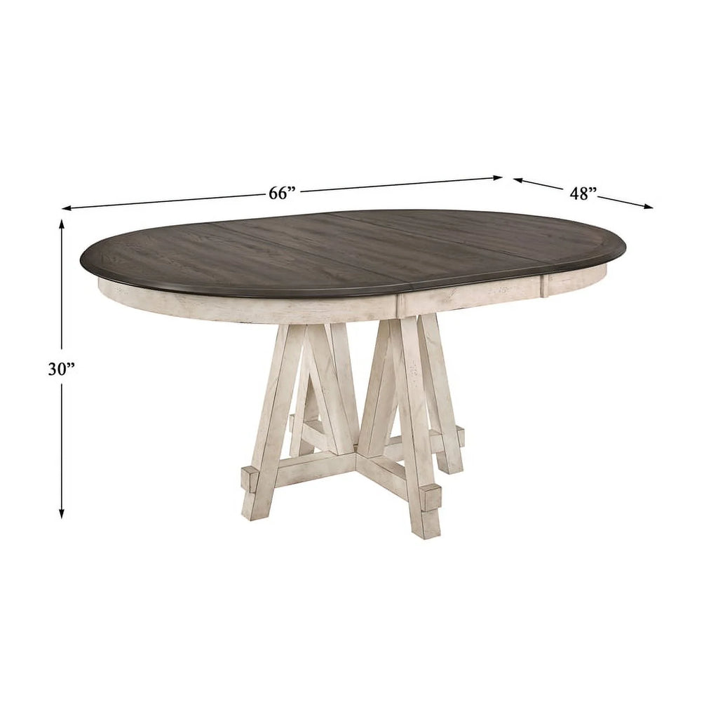 66" Round Farmhouse Wood Dining Table in Gray H829942
