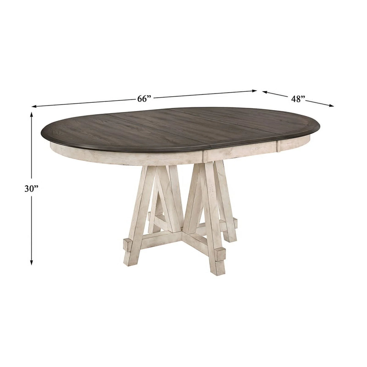 66" Round Farmhouse Wood Dining Table in Gray H829942