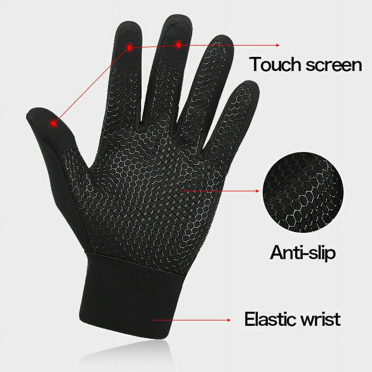 Thermal Waterproof Touchscreen Ski Snow Gloves, Large O654856