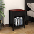 Black Wooden 1-Drawer Nightstand X1059