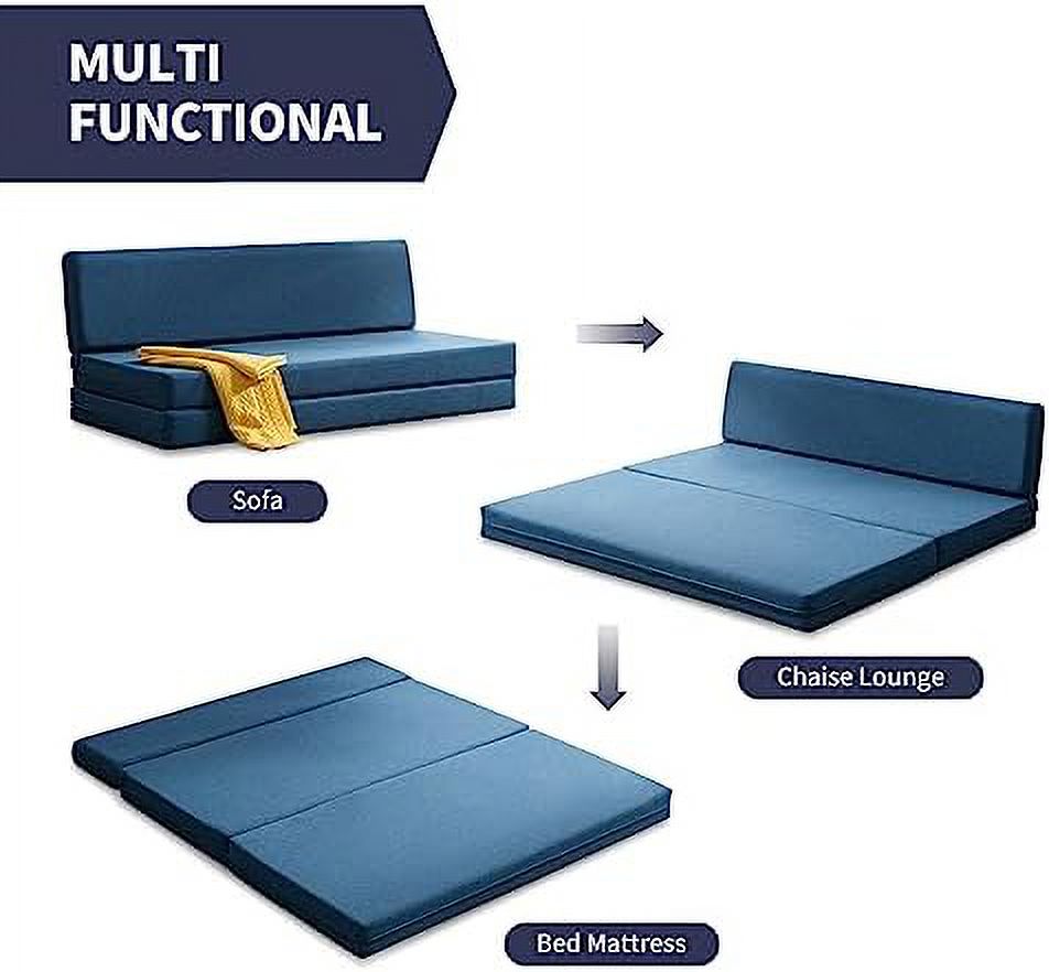 Twin Folding Sofa Bed with Memory Foam Mattress Linen Fabric K1166