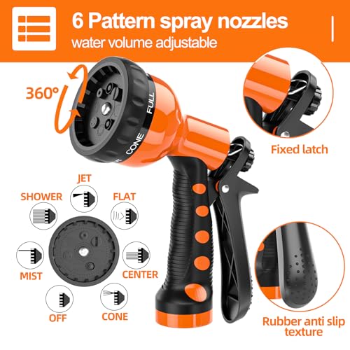 Lightweight Coil Garden Hose 50 FT with 6-Pattern Spray Nozzle A9254