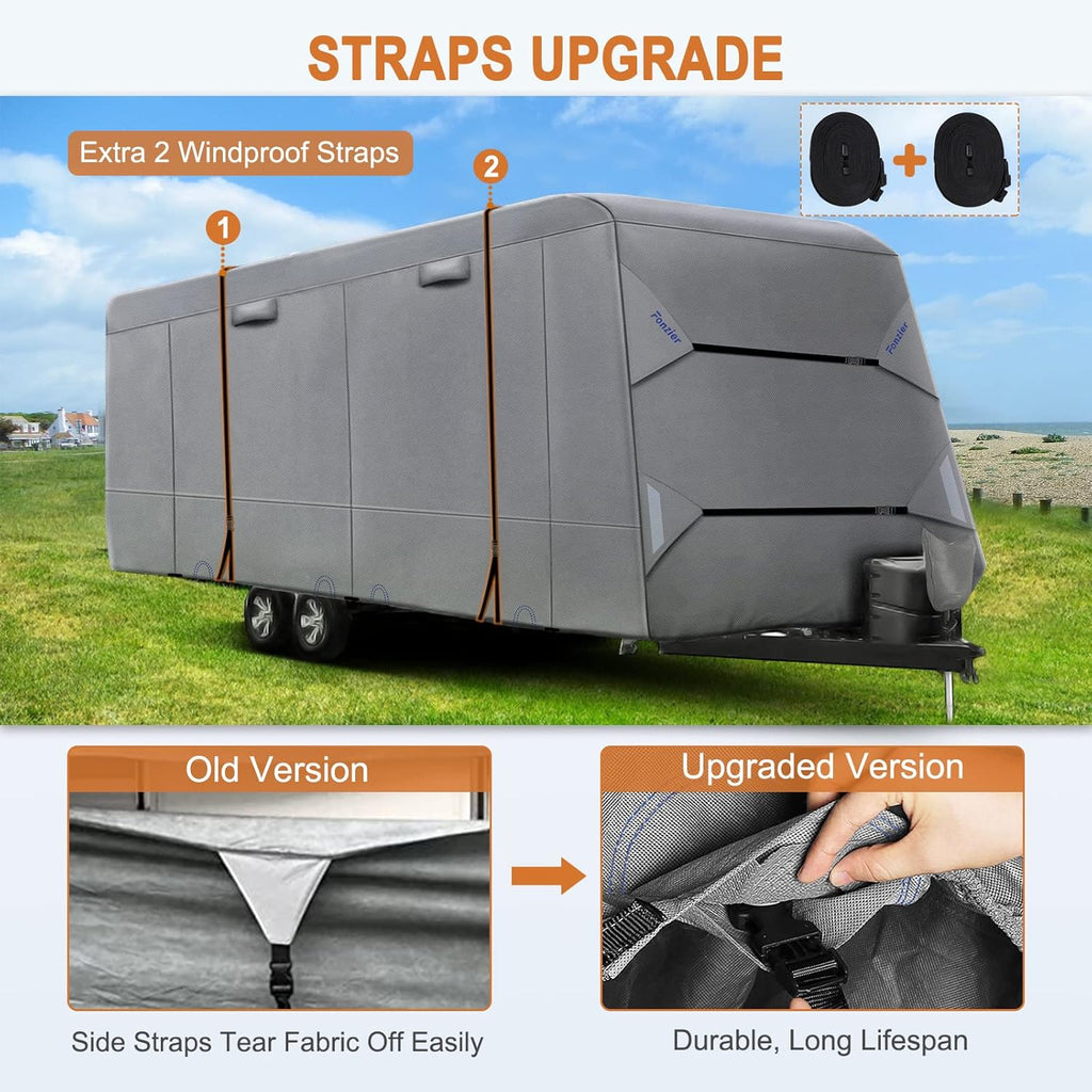 Upgraded 5 Layers Top Anti-UV Travel Trailer Cover with Gutter Spout Covers J443504
