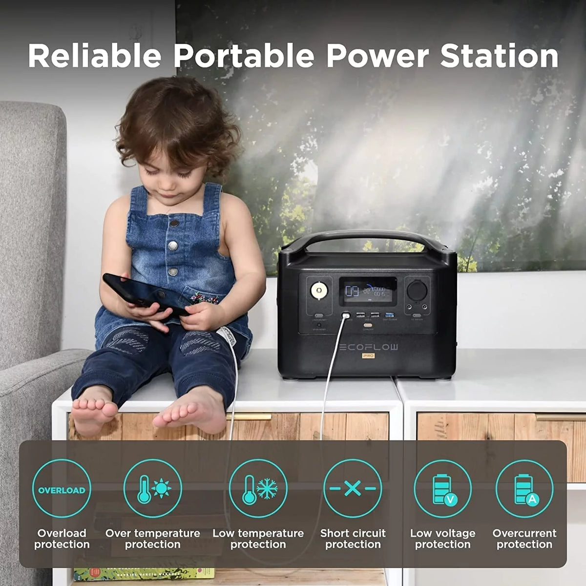 Portable Power Station 720Wh Solar Generator 600W H163