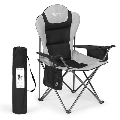 Camping Chairs 2 Pack, Folding Chair with Cup Holder & Cooler Bag Z970