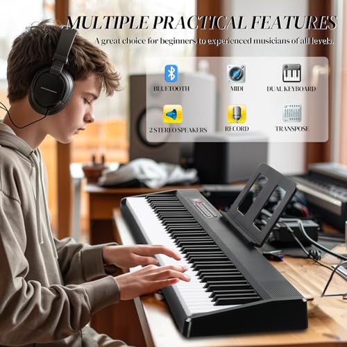 88 Keys Weighted Digital Piano with Stand, Bag, Pedal, Headphones S2650
