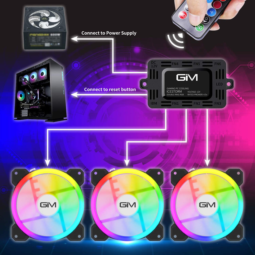 RGB Case Fans 3 Pack 120mm PC Computer LED Fan I168276