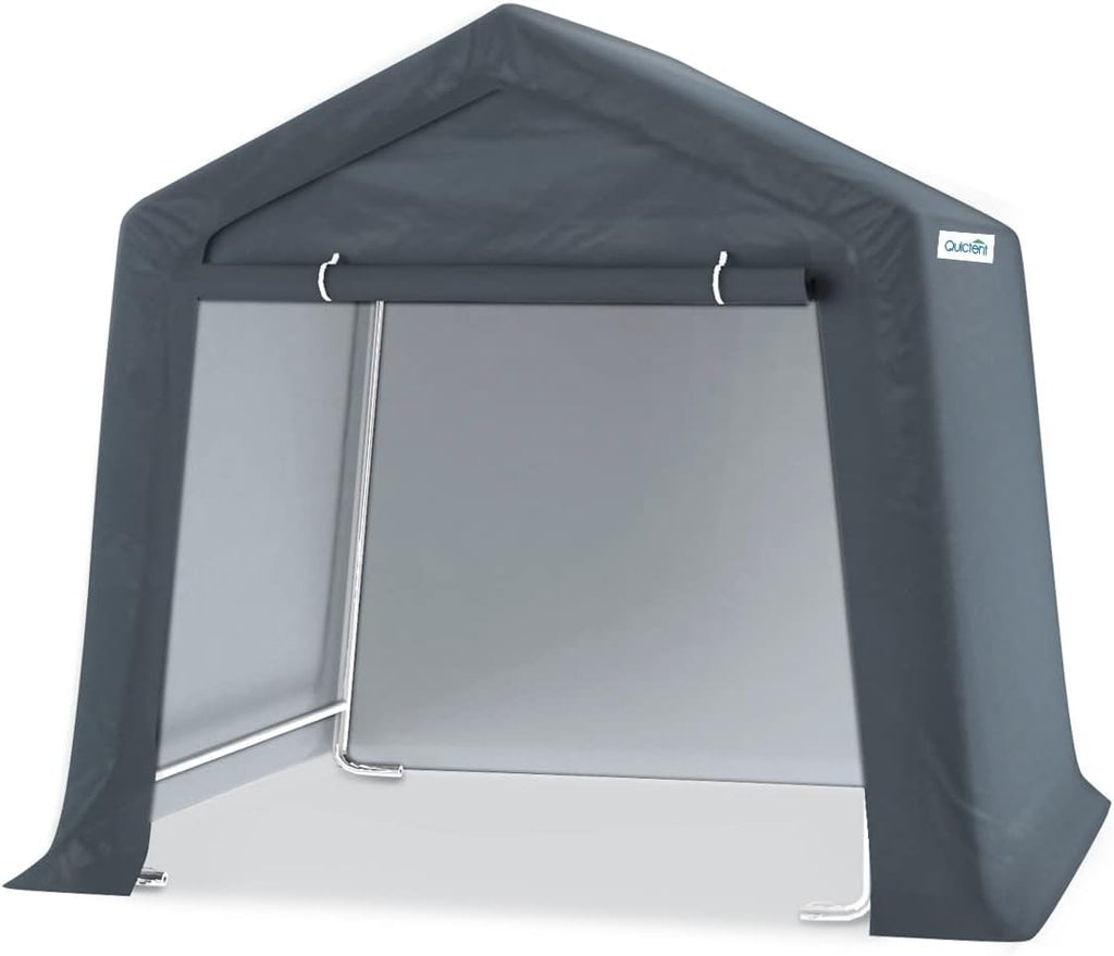 Gray 6x6 ft Portable Garage Shelter Outdoor Storage Shed Car Canopy Carport I60759
