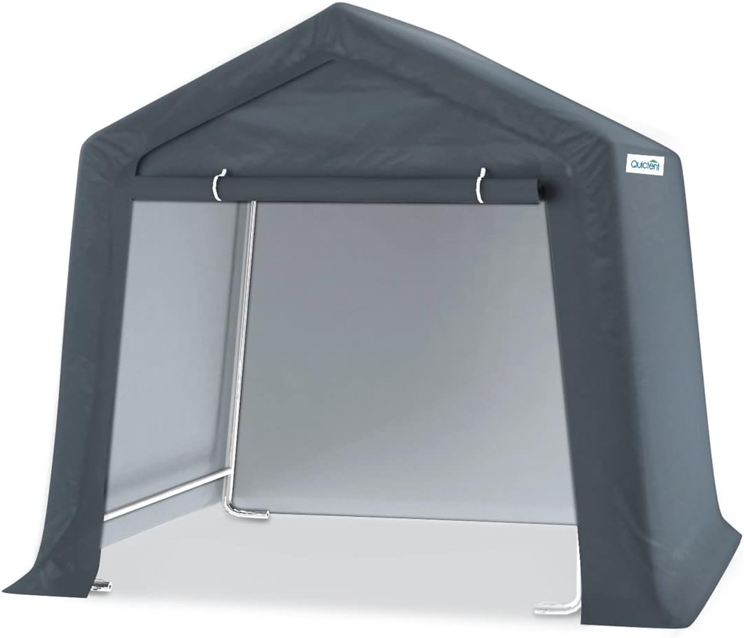 Gray 6x6 ft Portable Garage Shelter Outdoor Storage Shed Car Canopy Carport I60759