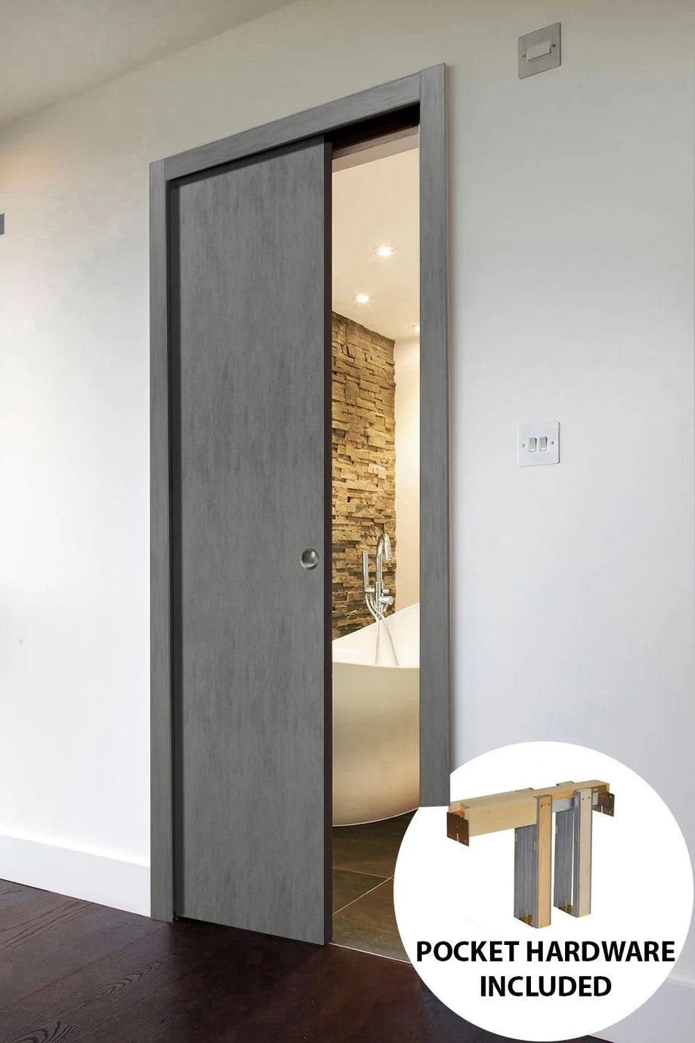 Sliding French Pocket Door 36 x 96 inches Solid Wood Interior Door E137168
