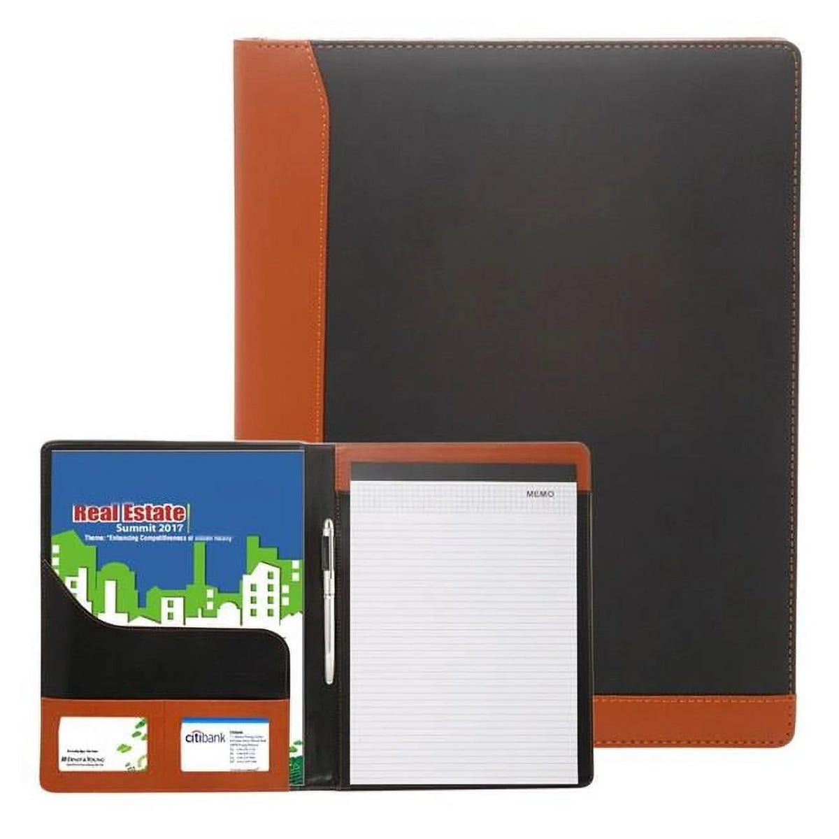 Black & Brown Two-Tone PU Leather Portfolio C711