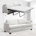 Beige Velvet Queen Size Pull Out Sofa Bed with Foam Mattress F368
