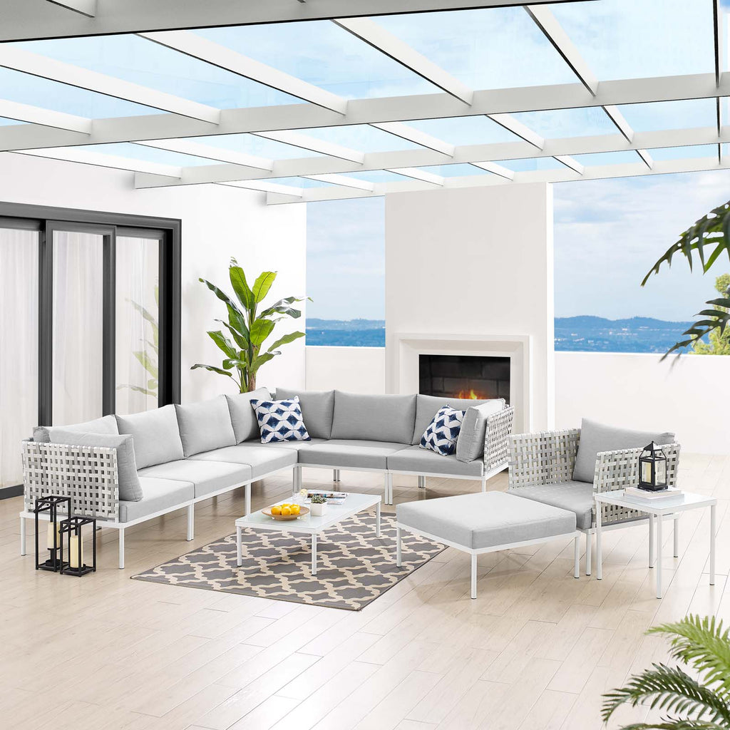 10-Piece Aluminum Outdoor Sectional Sofa Set in Taupe Gray K7680