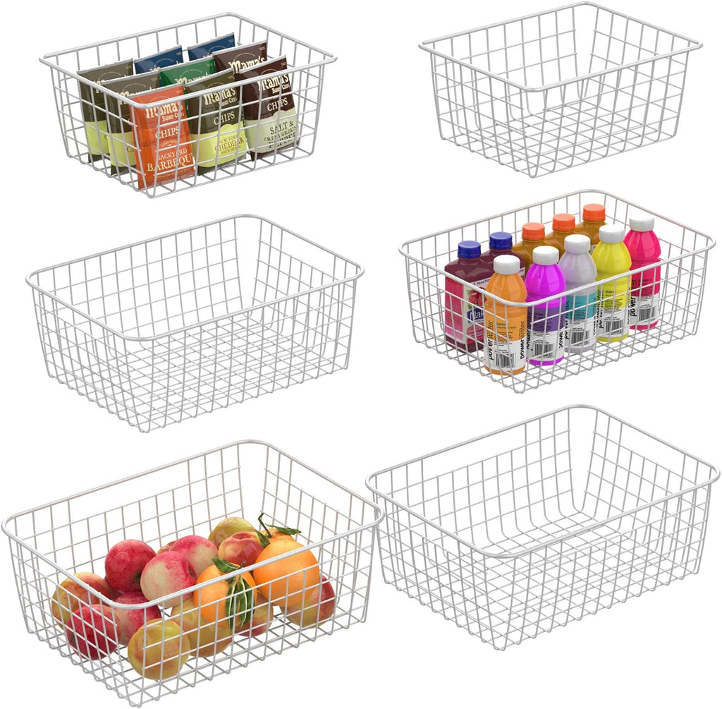 Black Metal Wire Storage Basket 6 Pack (2 Small, 2 Medium, 2 Large) I5461