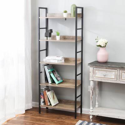 Wood and Metal Etagere Bookcase R64587