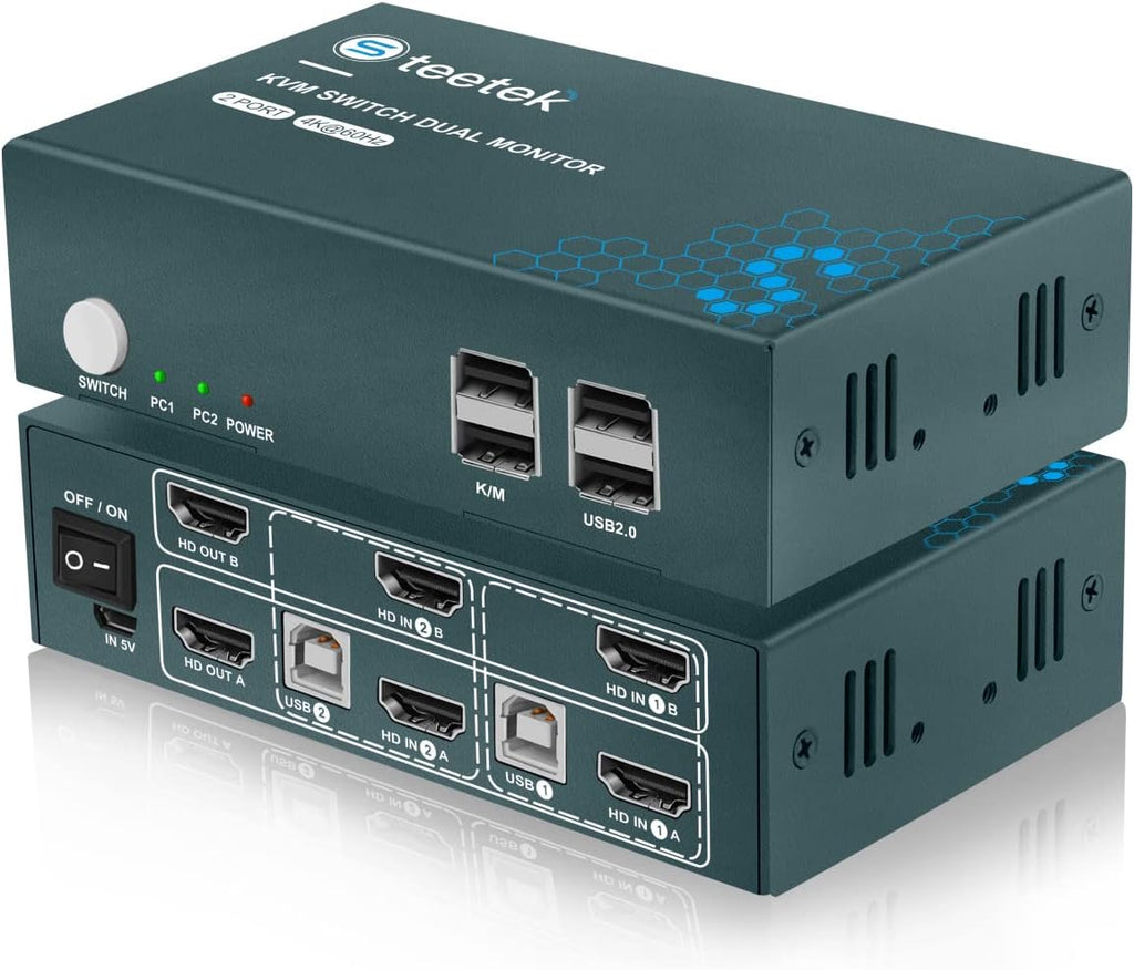 4 Port 4K@30Hz HDMI KVM Switch with 8 HDMI and 4 USB Cables W55908