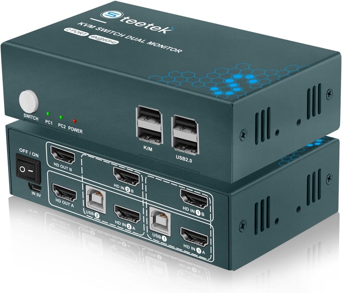 4 Port 4K@30Hz HDMI KVM Switch with 8 HDMI and 4 USB Cables W55908